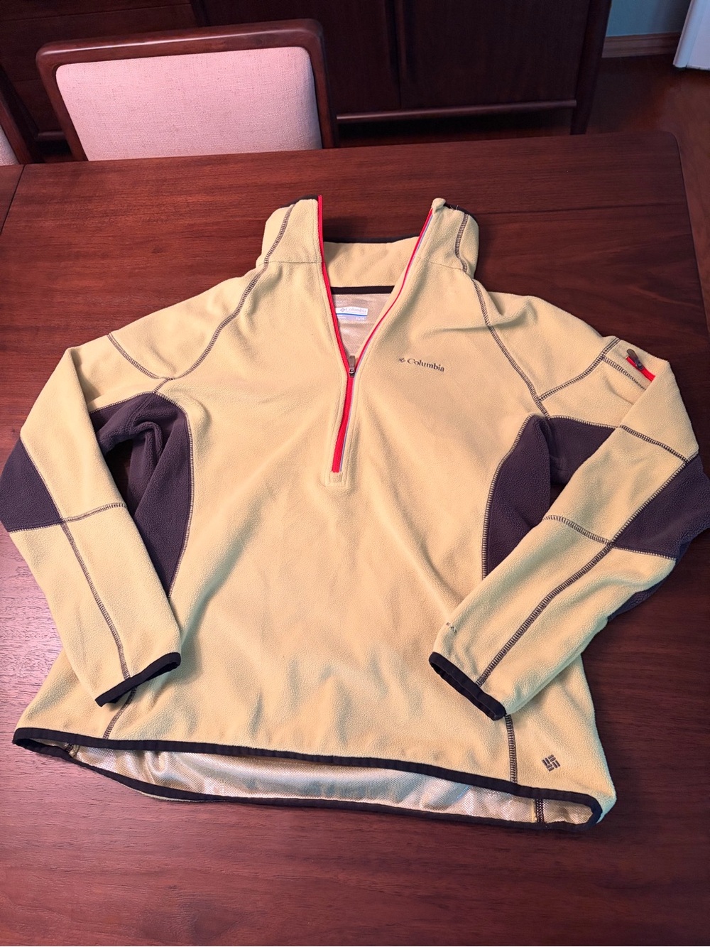 Columbia Men's Yellow Fleece Zip Pullover with Gray Panels
